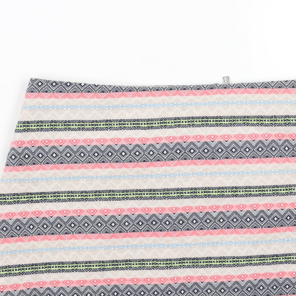Marks and Spencer Womens Multicoloured Geometric Polyester Straight & Pencil Skirt Size 10 Zip