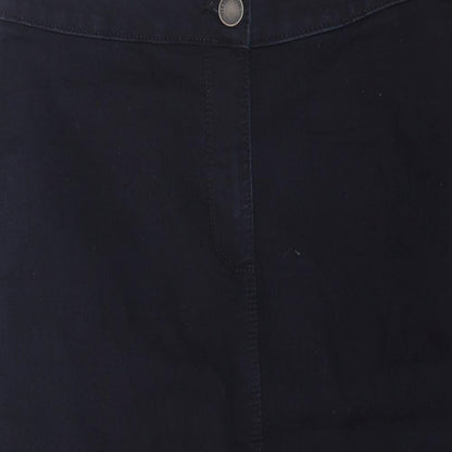 Marks and Spencer Womens Blue Cotton Straight & Pencil Skirt Size 10 Button