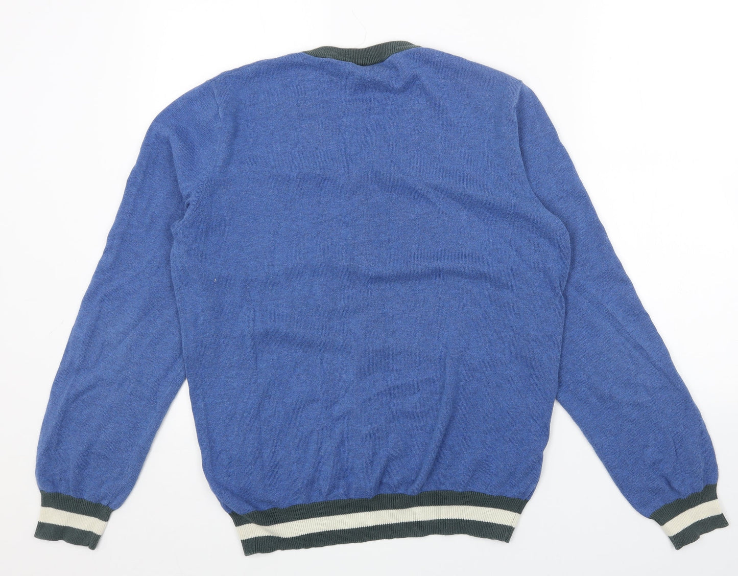 BDG Mens Blue V-Neck Acrylic Pullover Jumper Size M Long Sleeve