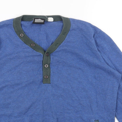 BDG Mens Blue V-Neck Acrylic Pullover Jumper Size M Long Sleeve