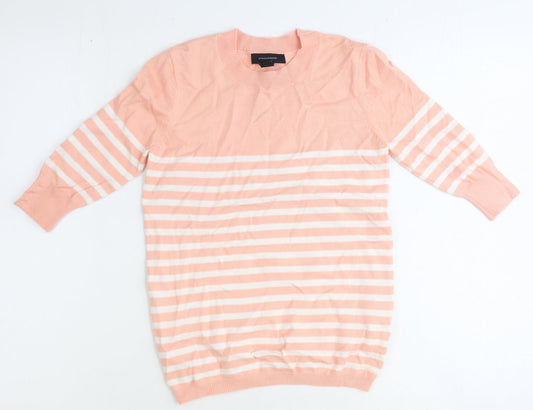 Atmosphere Womens Pink Round Neck Striped Viscose Pullover Jumper Size 8