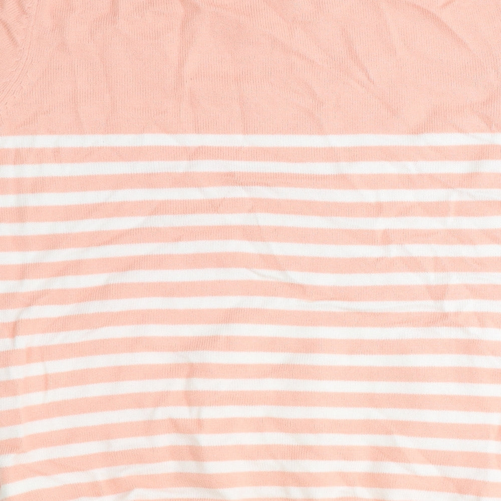 Atmosphere Womens Pink Round Neck Striped Viscose Pullover Jumper Size 8
