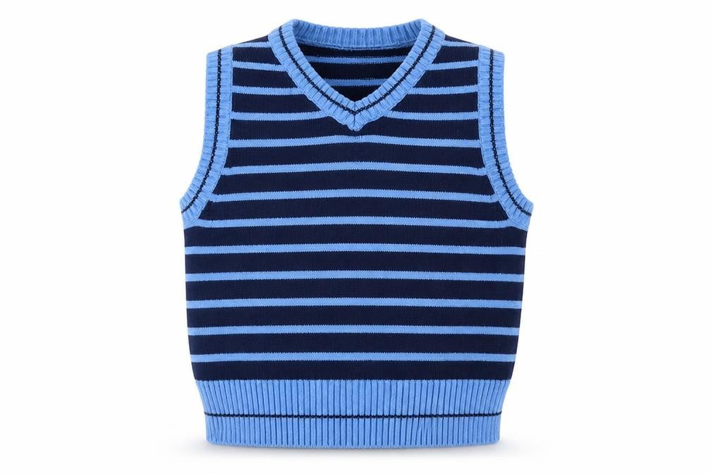 Early Days Boys Blue Striped 100% Cotton Basic Tank Size 9-12 Months Round Neck Pullover