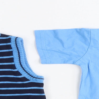 Early Days Boys Blue Striped 100% Cotton Basic Tank Size 9-12 Months Round Neck Pullover