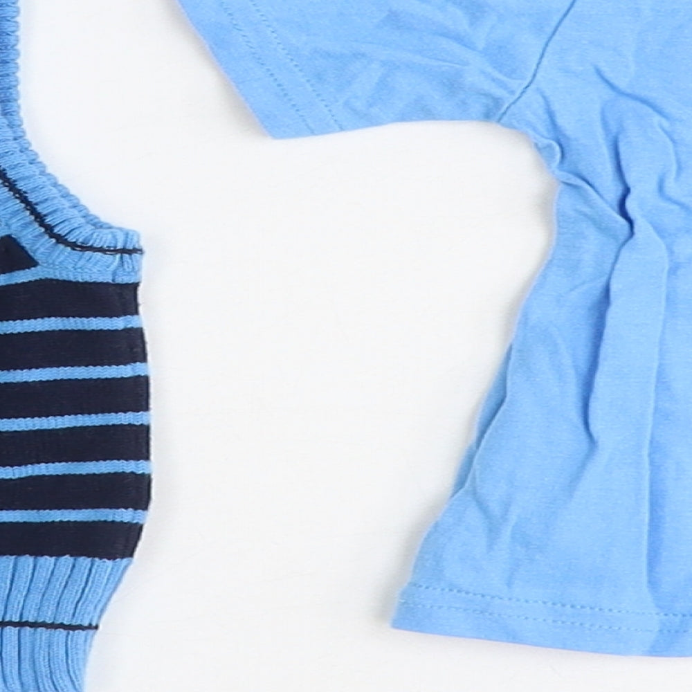 Early Days Boys Blue Striped 100% Cotton Basic Tank Size 9-12 Months Round Neck Pullover
