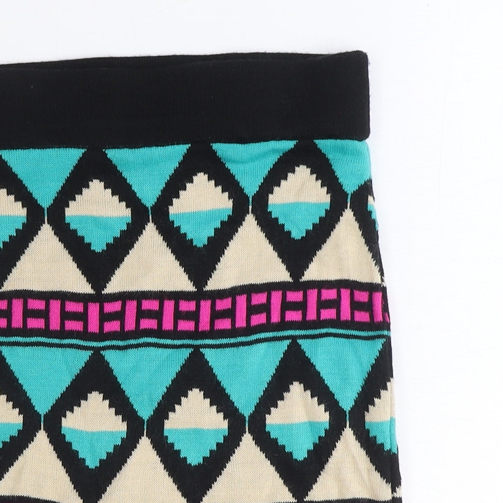 Miss Selfridge Womens Multicoloured Geometric Acrylic Bandage Skirt Size 8