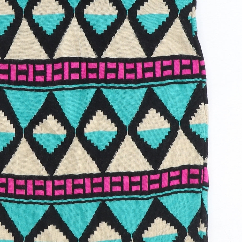 Miss Selfridge Womens Multicoloured Geometric Acrylic Bandage Skirt Size 8
