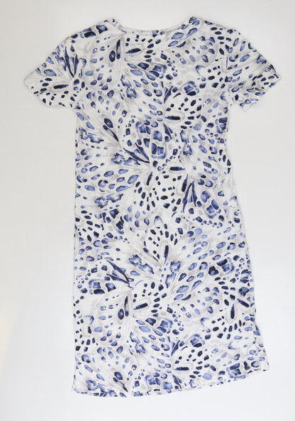 Marks and Spencer Womens Beige Geometric Cotton T-Shirt Dress Size XS Round Neck Pullover