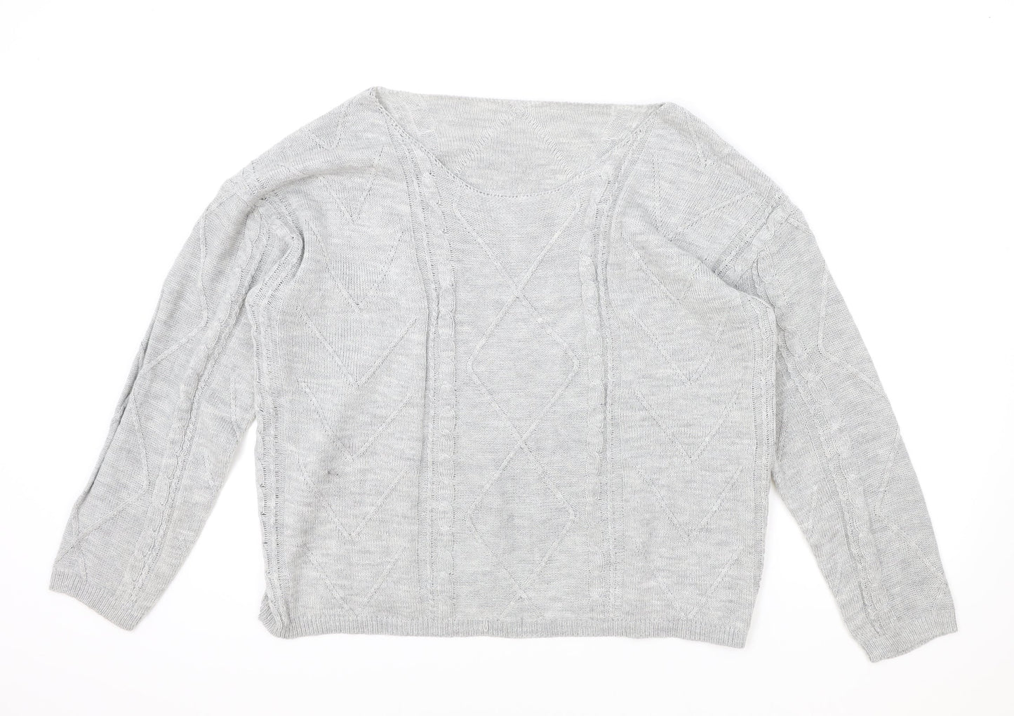 SheIn Womens Grey Scoop Neck Acrylic Pullover Jumper Size XL