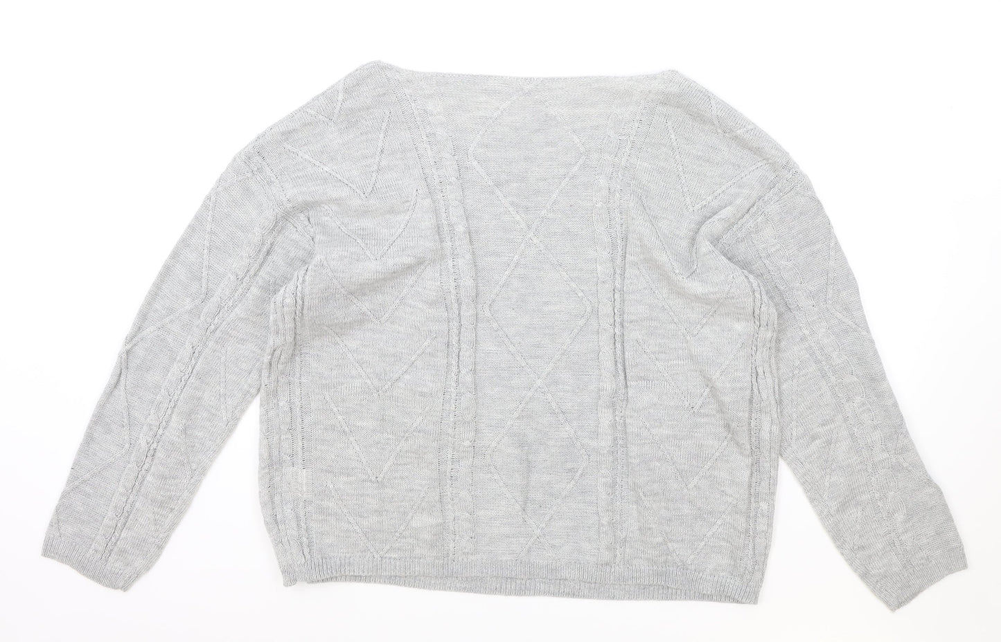 SheIn Womens Grey Scoop Neck Acrylic Pullover Jumper Size XL