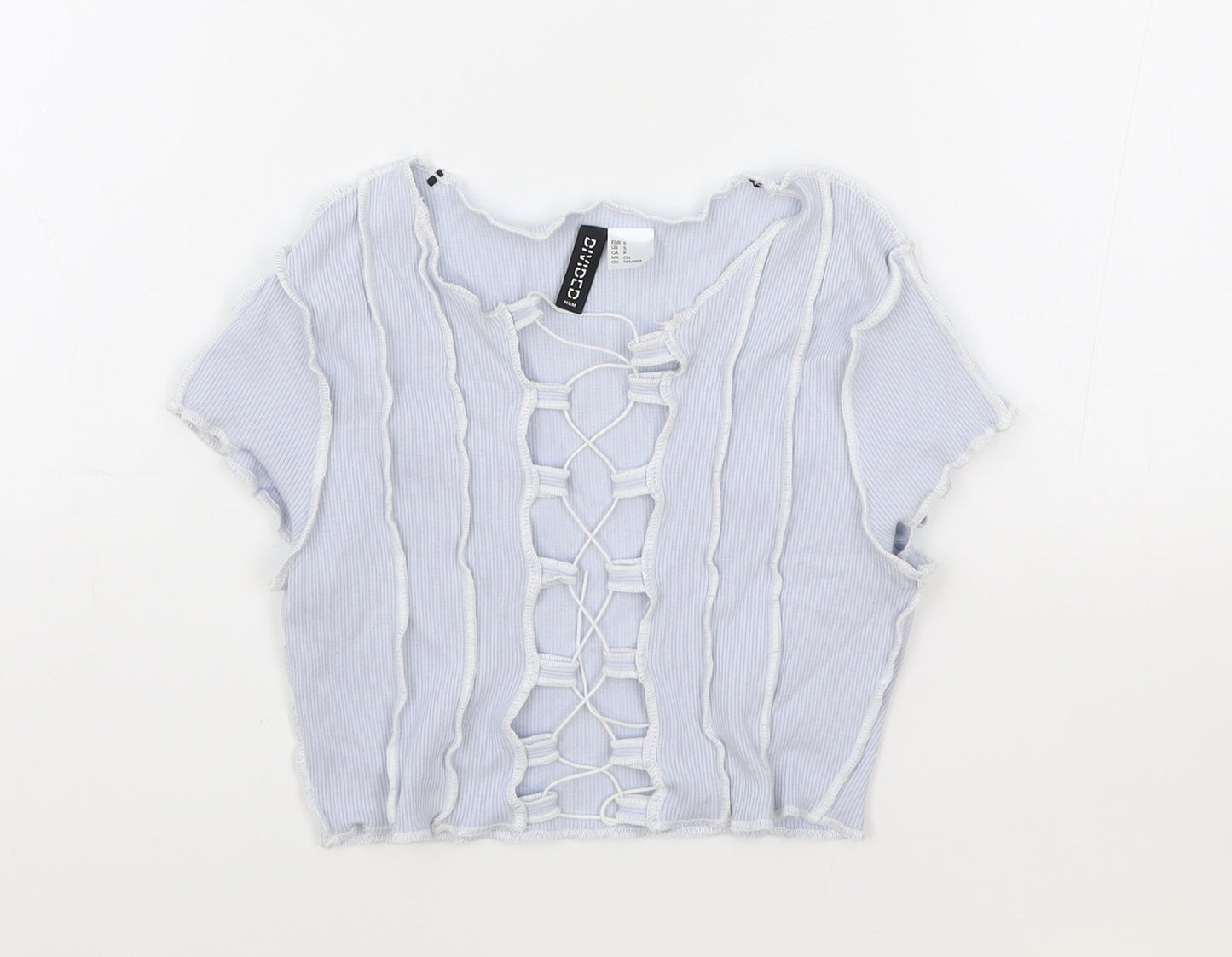 Womens UK Size S H&M Blue Cropped T-Shirt