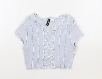 Womens UK Size S H&M Blue Cropped T-Shirt