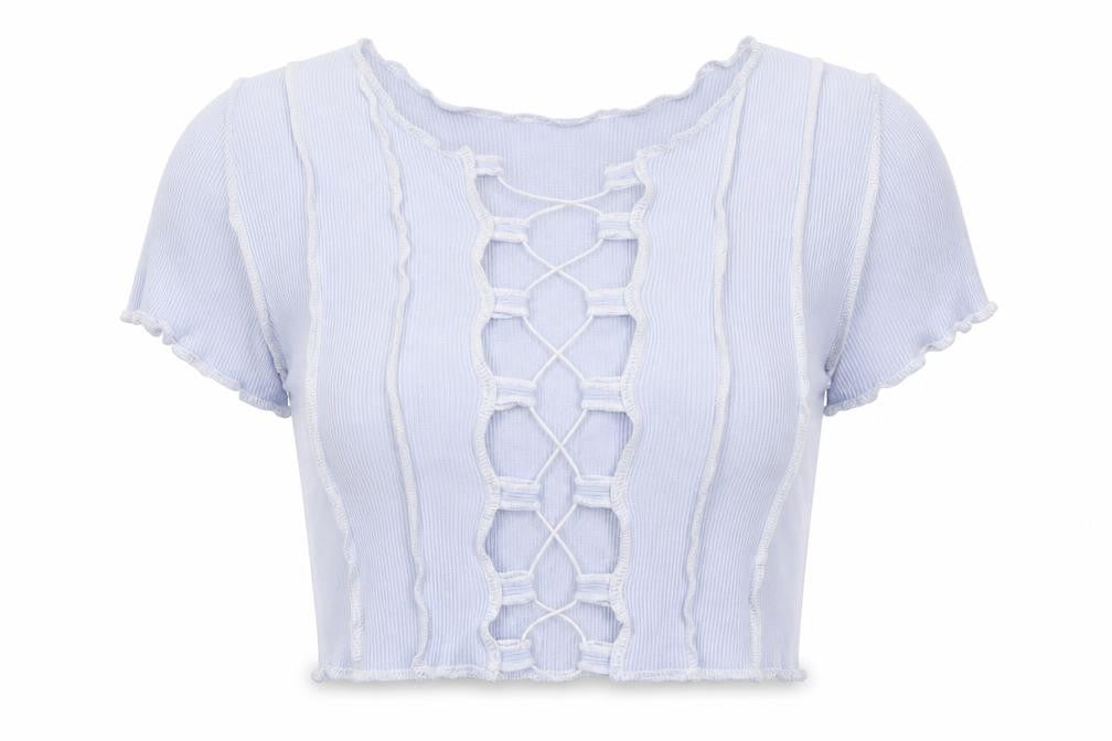 Womens UK Size S H&M Blue Cropped T-Shirt