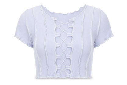 Womens UK Size S H&M Blue Cropped T-Shirt