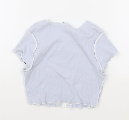 Womens UK Size S H&M Blue Cropped T-Shirt