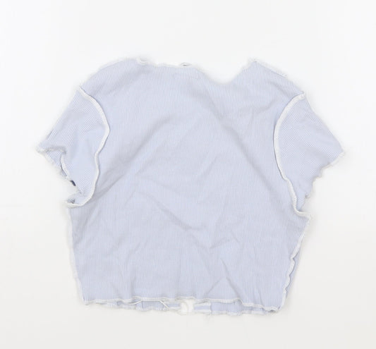 Womens UK Size S H&M Blue Cropped T-Shirt