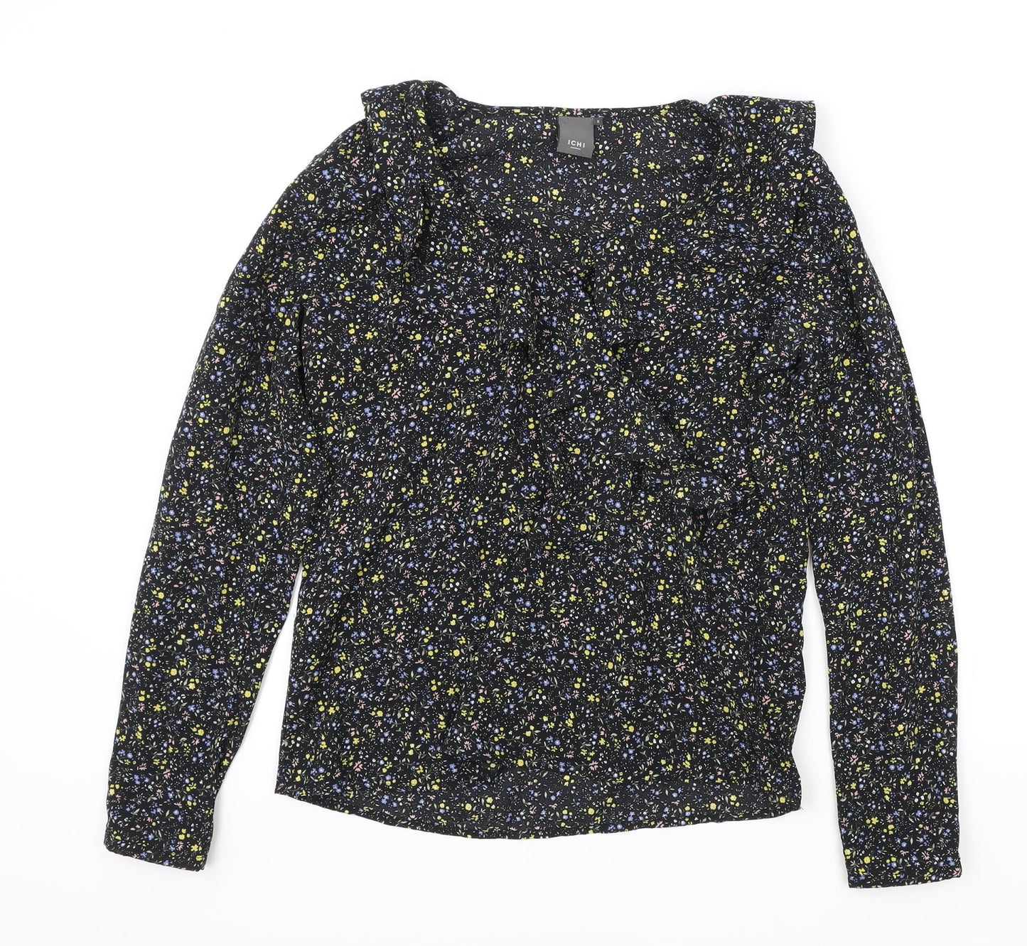 Womens UK Size S ICHI Black Basic Blouse