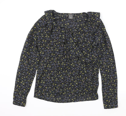 Womens UK Size S ICHI Black Basic Blouse