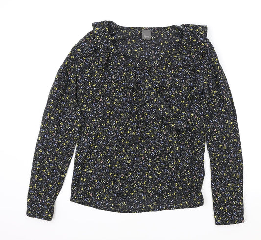 Womens UK Size S ICHI Black Basic Blouse