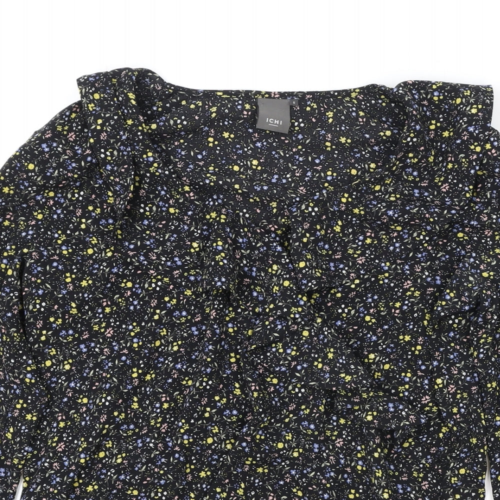 Womens UK Size S ICHI Black Basic Blouse