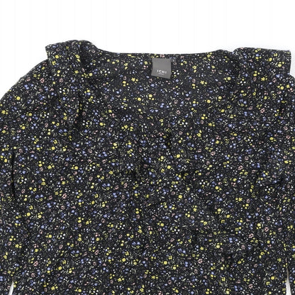 Womens UK Size S ICHI Black Basic Blouse