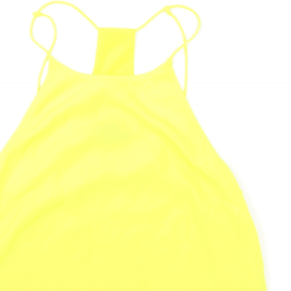 Womens UK Size 8 H&M Yellow Basic Tank