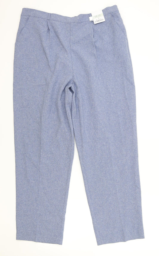 Classic Womens Blue Polyester Trousers Size 20 Regular