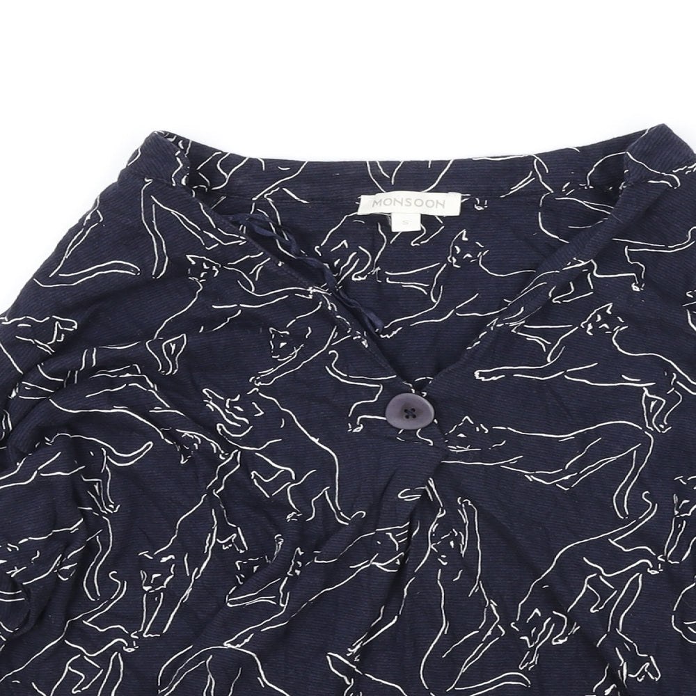 Womens UK Size S Monsoon Blue Basic Blouse