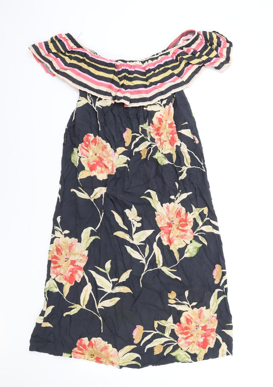 Atmosphere Womens Black Floral Polyester Shift Size 12 Off the Shoulder Pullover