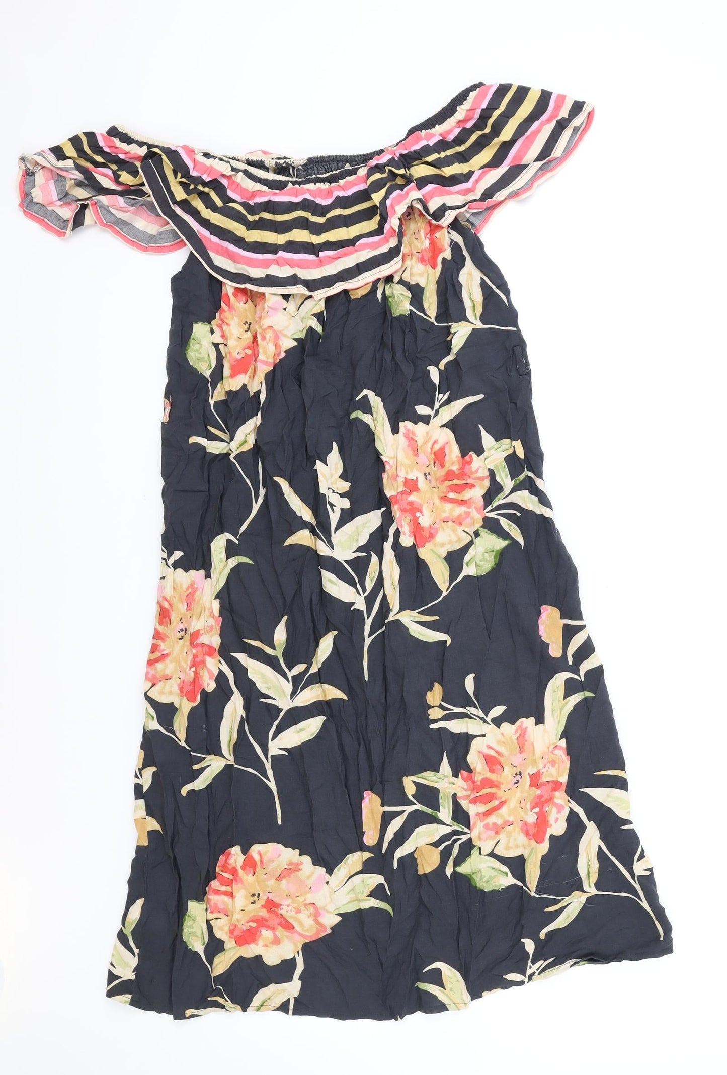 Atmosphere Womens Black Floral Polyester Shift Size 12 Off the Shoulder Pullover