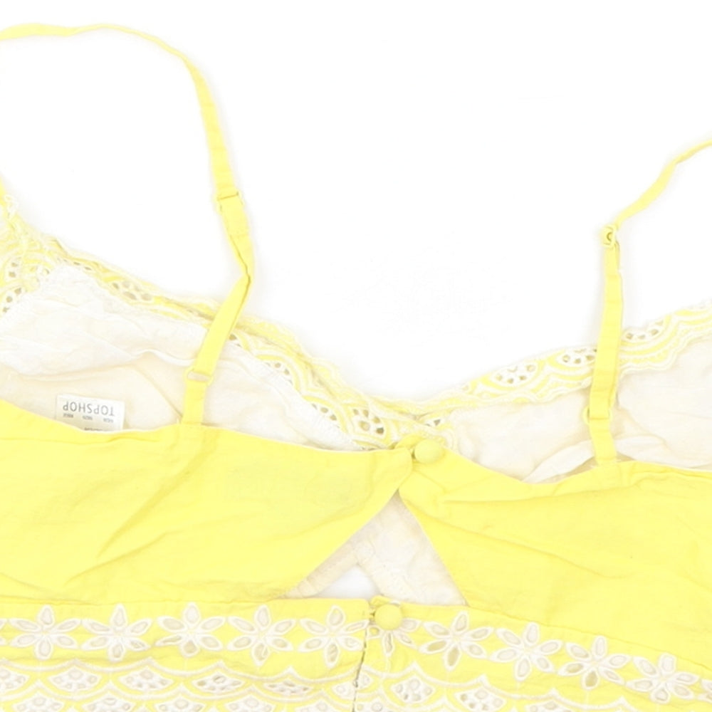 Womens UK Size 6 Topshop Yellow Cropped Tank