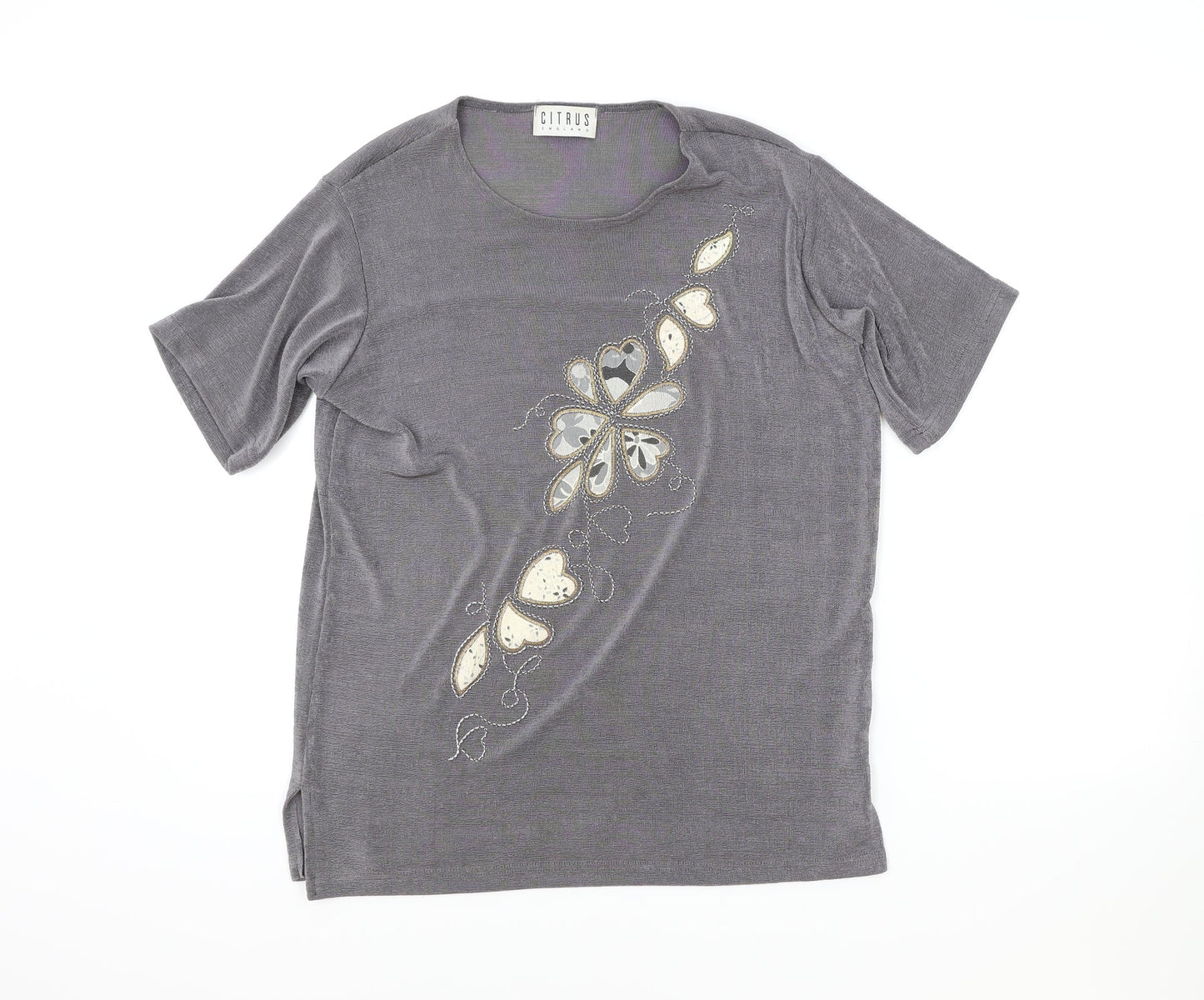 Womens UK Size M Citrus Brown Basic T-Shirt
