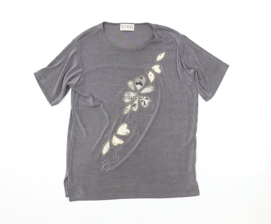 Womens UK Size M Citrus Brown Basic T-Shirt