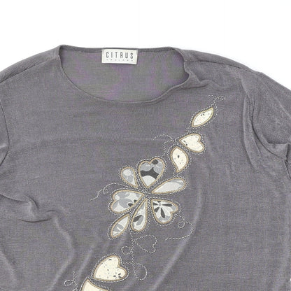 Womens UK Size M Citrus Brown Basic T-Shirt