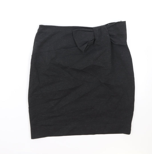 French Connection Womens Grey Viscose Straight & Pencil Skirt Size 10 Zip