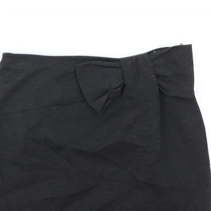 French Connection Womens Grey Viscose Straight & Pencil Skirt Size 10 Zip