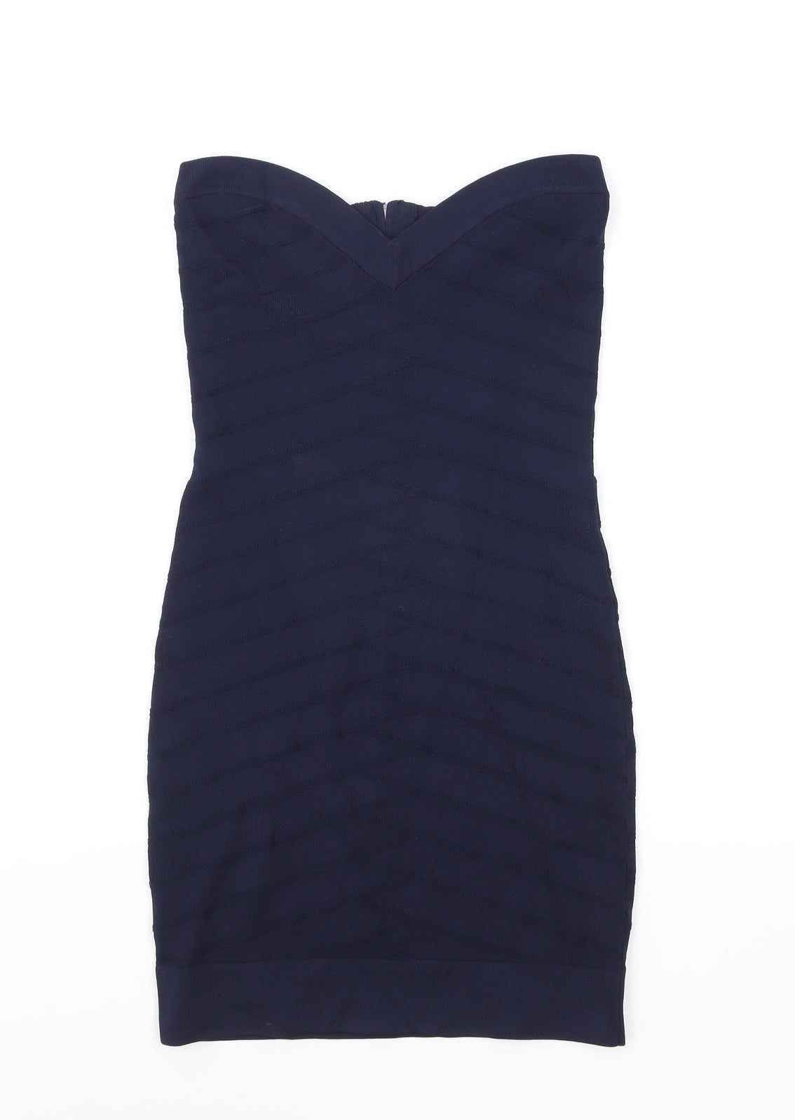 French Connection Womens Blue Viscose Bodycon Size 10 Sweetheart Zip