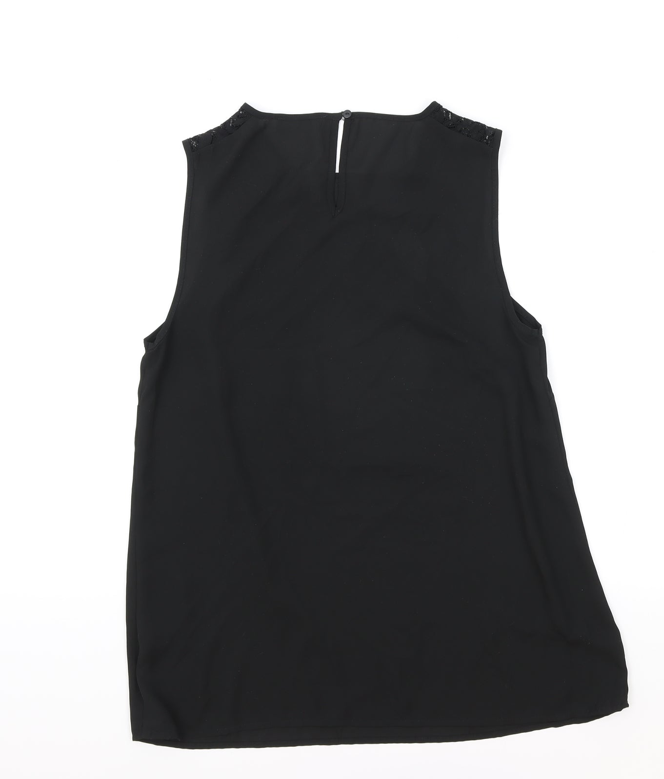 Matalan Womens Black Polyester Basic Blouse Size 8 Boat Neck - Lace Detail