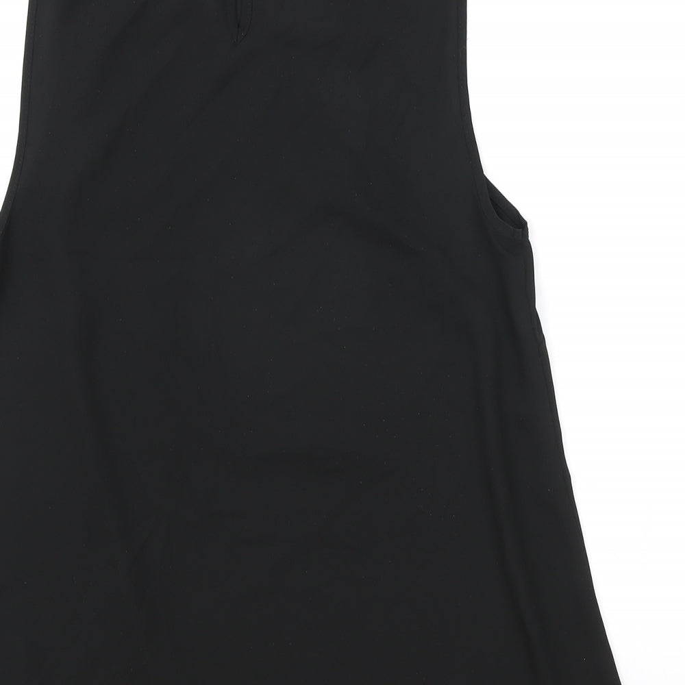 Matalan Womens Black Polyester Basic Blouse Size 8 Boat Neck - Lace Detail