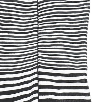 Madeline Womens Black Striped Polyester Bodycon Size 14 V-Neck Zip