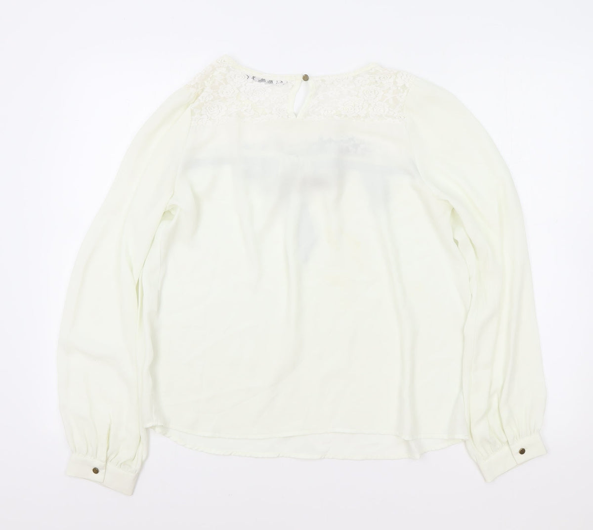 Jumpo Womens White Polyester Basic Blouse Size M Boat Neck