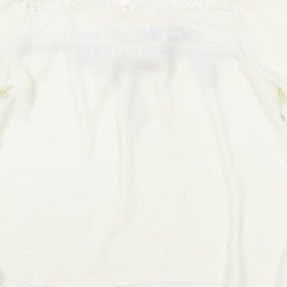 Jumpo Womens White Polyester Basic Blouse Size M Boat Neck