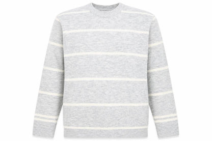 Papaya Womens Grey Round Neck Striped Acrylic Pullover Jumper Size L