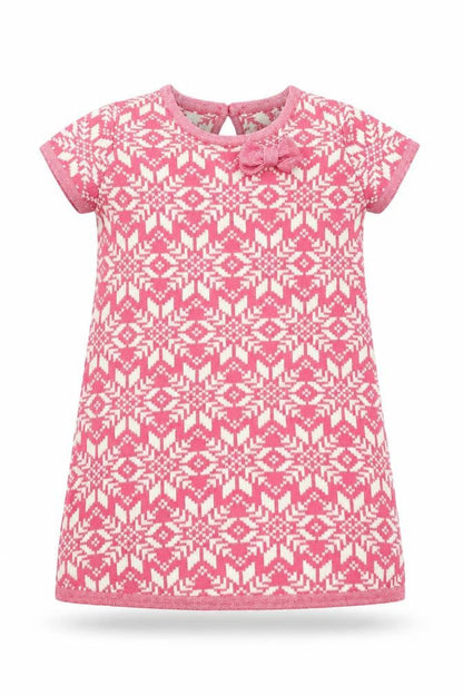 Strawberry Faire Girls Pink Geometric Cotton Jumper Dress Size 2-3 Years Round Neck Pullover