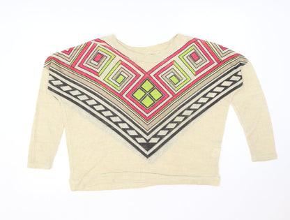 Womens UK Size S QED London Beige Basic T-Shirt