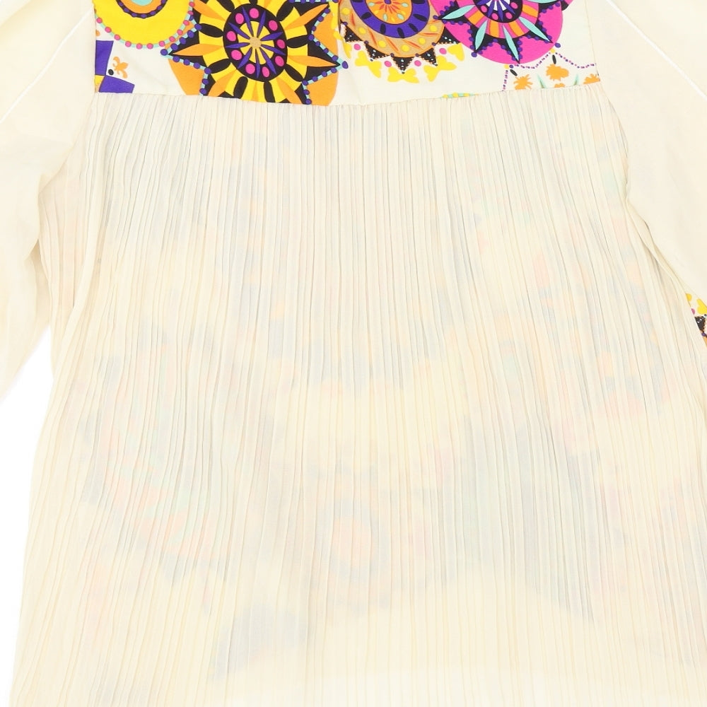 Perfect Fashion Womens Ivory Geometric Viscose Basic Blouse Size XL Boat Neck