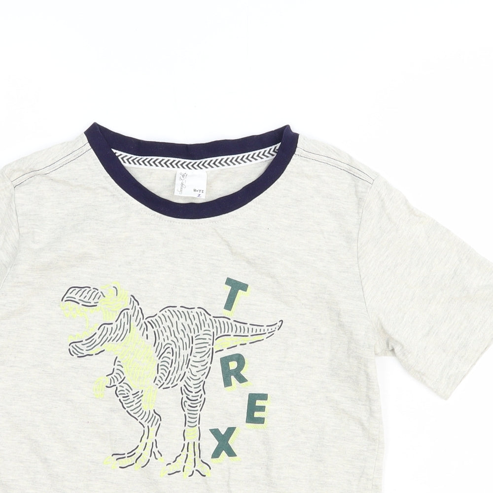 Sovereign Code Boys Grey Cotton Pullover T-Shirt Size 7 Years Round Neck Pullover - T Rex