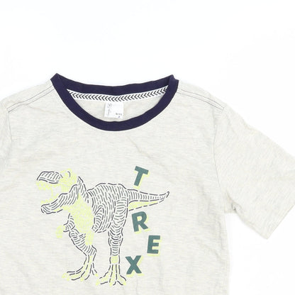 Sovereign Code Boys Grey Cotton Pullover T-Shirt Size 7 Years Round Neck Pullover - T Rex
