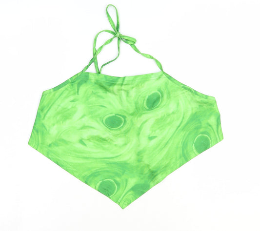 SheIn Womens Green Geometric Polyester Basic Blouse Size 8 Halter