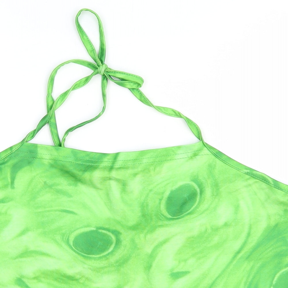 SheIn Womens Green Geometric Polyester Basic Blouse Size 8 Halter